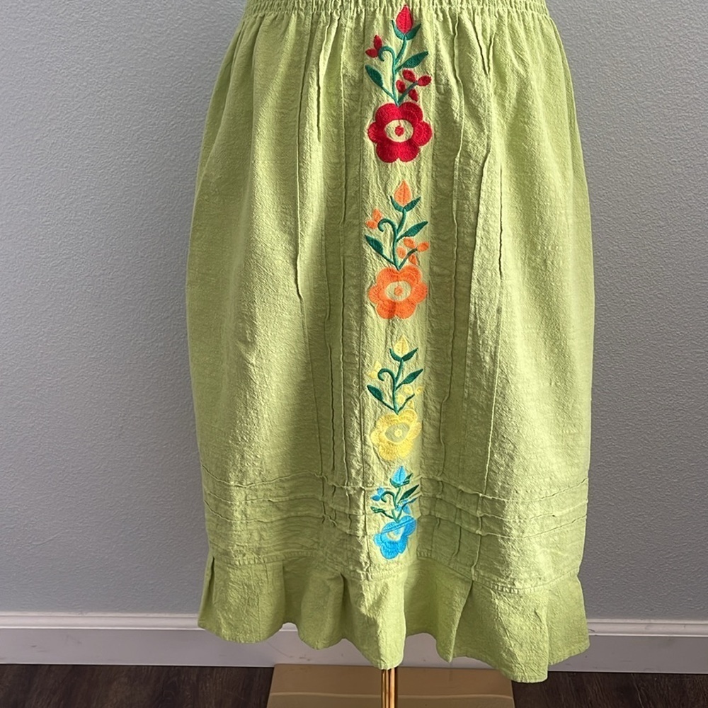 YZXDORWJ Women Embroidered Casual Dress Summer Ruffle V Neck Short Sleeves M - Picture 3 of 9